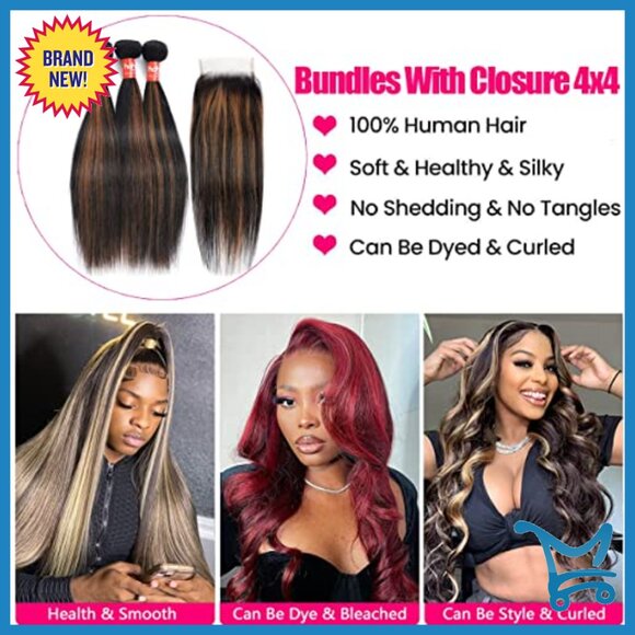 10A Remy Virgin Human Hair Extensions 3 Bundles with 4x4 Lace Closure main image 5